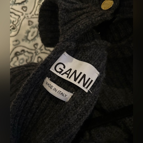 GANNI Cutout Ruffled Ribbed Open Back Wool-blend Sweater - Picture 11 of 12